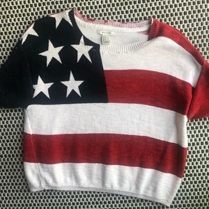 Cropped american flag sweater